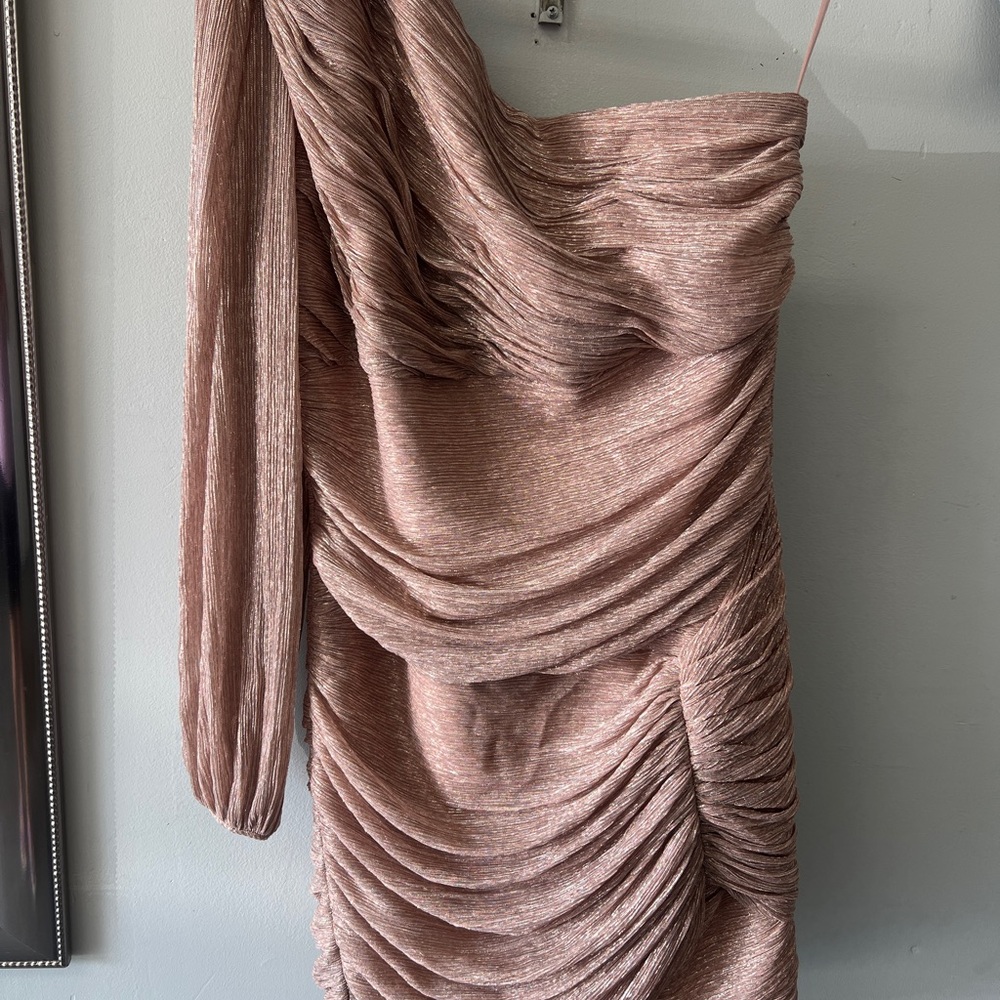 BCBGMaxAzria One-Shoulder Blush Dress